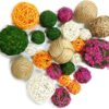Assorted Decorative Wicker Rattan Moss and Jute Balls Set