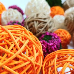 Assorted Decorative Wicker Rattan Moss and Jute Balls Set - Image 2