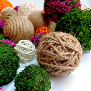 Assorted Decorative Wicker Rattan Moss and Jute Balls Set - Image 4