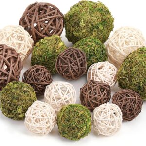 Assorted Decorative Wicker Rattan and Moss Balls for Centerpiece Bowls