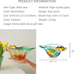Colorful Handblown Glass Decorative Shell Dish - Image 3