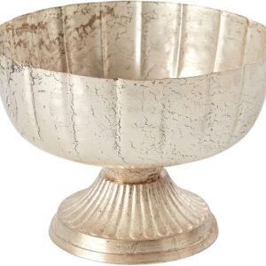 Distressed Champagne Fluted Metal Compote Bowl