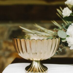 Gold Scalloped Ribbed Decorative Compote Bowl - Image 2