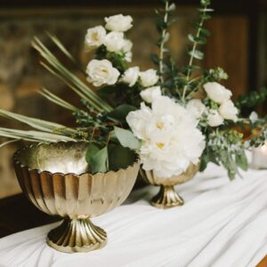 Gold Scalloped Ribbed Decorative Compote Bowl - Image 3
