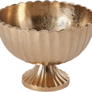 Gold Scalloped Ribbed Decorative Compote Bowl