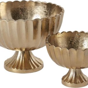 Gold Scalloped Ribbed Decorative Compote Bowl - Image 6
