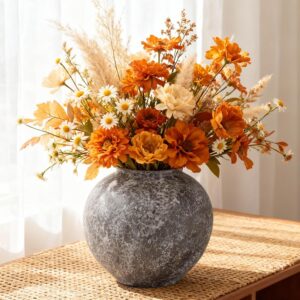 Rustic Ribbed Round Terracotta Vase - Image 11