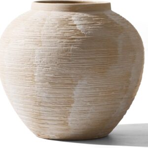 Rustic Ribbed Round Terracotta Vase - Image 12
