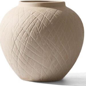 Rustic Ribbed Round Terracotta Vase - Image 14