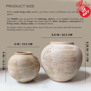Rustic Ribbed Round Terracotta Vase - Image 3