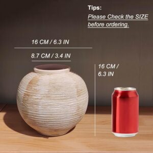 Rustic Ribbed Round Terracotta Vase - Image 8