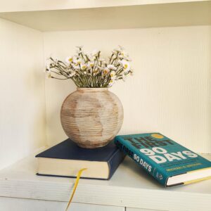 Rustic Ribbed Round Terracotta Vase - Image 9