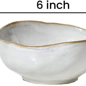 Rustic White Glazed Ceramic Decorative Bowl - Image 3