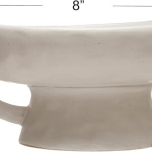 White Reactive Glaze Stoneware Pedestal Bowl - Image 3