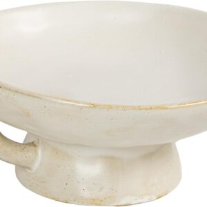White Reactive Glaze Stoneware Pedestal Bowl