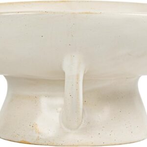 White Reactive Glaze Stoneware Pedestal Bowl - Image 4
