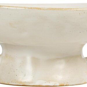 White Reactive Glaze Stoneware Pedestal Bowl - Image 7