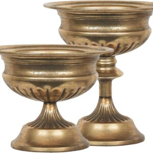 Worth Small Urn Vases For Centerpieces Set Of 2, Classic Metal Trumpet Flower Pots For Table, Bowl Vase For Wedding - Image 10