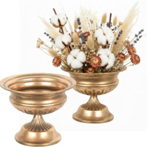 Worth Small Urn Vases For Centerpieces Set Of 2, Classic Metal Trumpet Flower Pots For Table, Bowl Vase For Wedding - Image 12