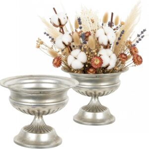 Worth Small Urn Vases For Centerpieces Set Of 2, Classic Metal Trumpet Flower Pots For Table, Bowl Vase For Wedding