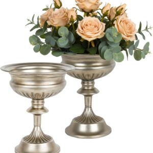 Worth Small Urn Vases For Centerpieces Set Of 2, Classic Metal Trumpet Flower Pots For Table, Bowl Vase For Wedding - Image 9